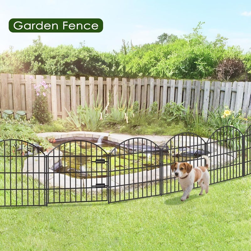 FOREHOGAR Metal Garden Fence with Gate 28in (H) x 11.7ft (L), 1 Gate + 4 Panels Rustproof Border Fence Animal Barrier for Dogs, No Dig Garden Fencing for Yard Backyard Landscape, ECG2827 Black - Image 5